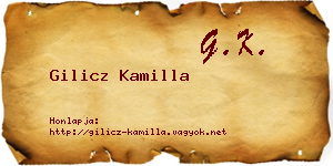 Gilicz Kamilla névjegykártya